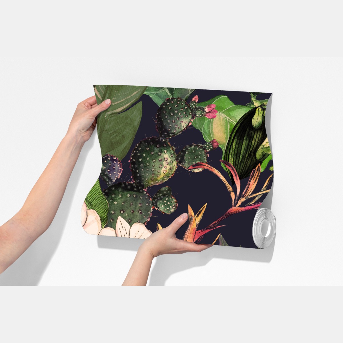 Fototapeta tropikalny akwarelowy wzór botaniczny – Wallissimo® Fototapeta tropikalny akwarelowy wzór botaniczny – Wallissimo®