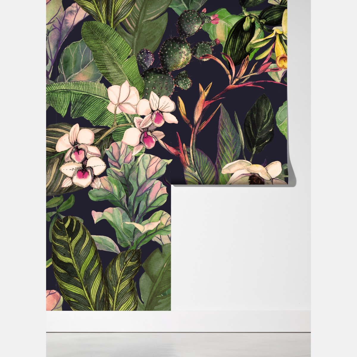 Fototapeta tropikalny akwarelowy wzór botaniczny – Wallissimo® Fototapeta tropikalny akwarelowy wzór botaniczny – Wallissimo®