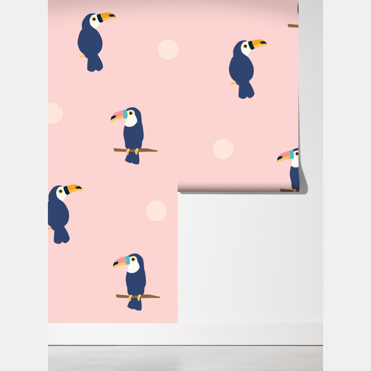 Fototapeta wesoły wzór z tukanami na pastelowym różu – Wallissimo® Fototapeta wesoły wzór z tukanami na pastelowym różu – Wallissimo®