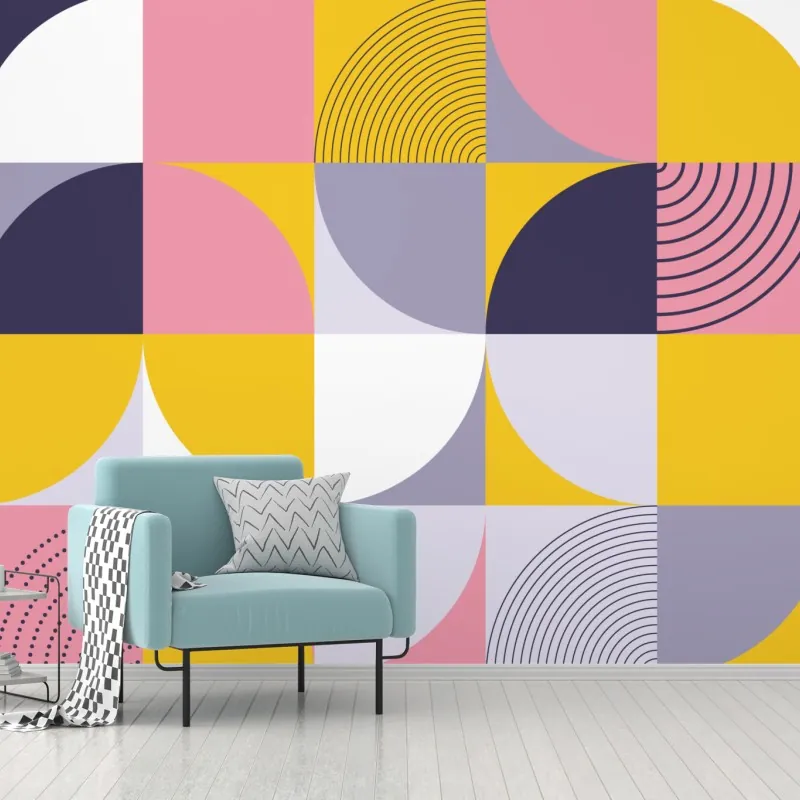 Wall mural playful geometric pastel pattern