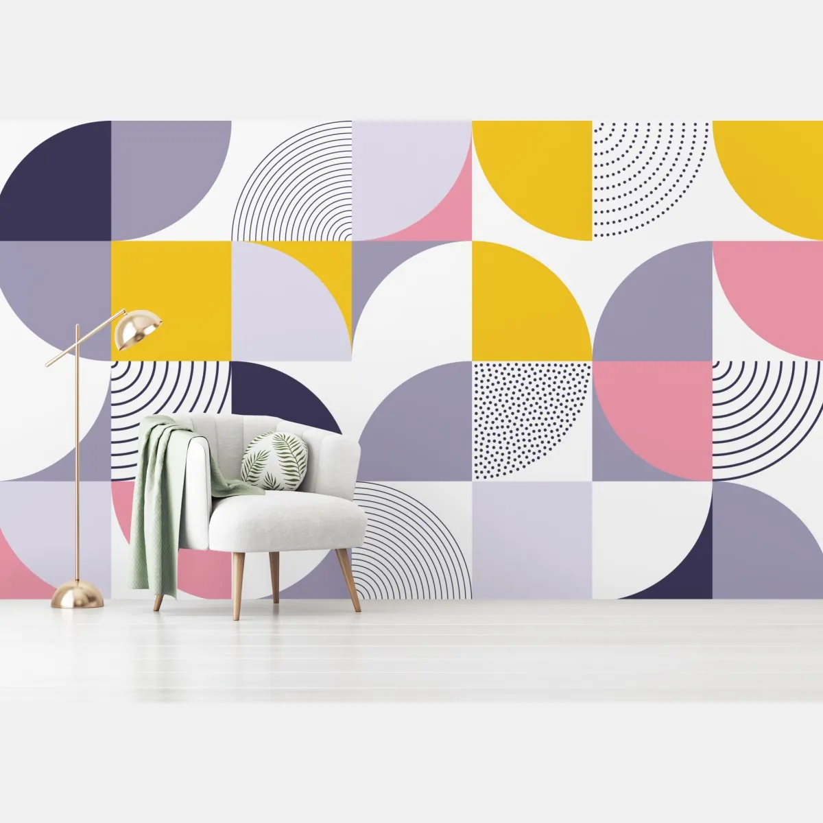 Fototapeta pastelowy geometryczny wzór z półkolami – Wallissimo® Fototapeta pastelowy geometryczny wzór z półkolami – Wallissimo®