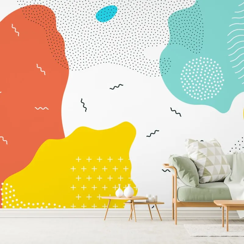 Wall mural playful abstract shapes in vibrant colors