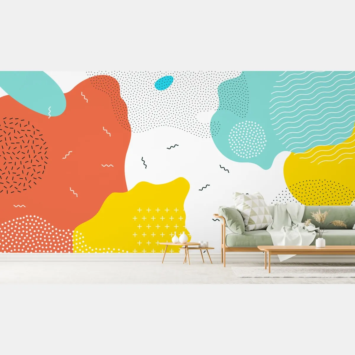 Fototapeta zabawne abstrakcyjne kształty w żywych kolorach – Wallissimo® Fototapeta zabawne abstrakcyjne kształty w żywych kolorach – Wallissimo®