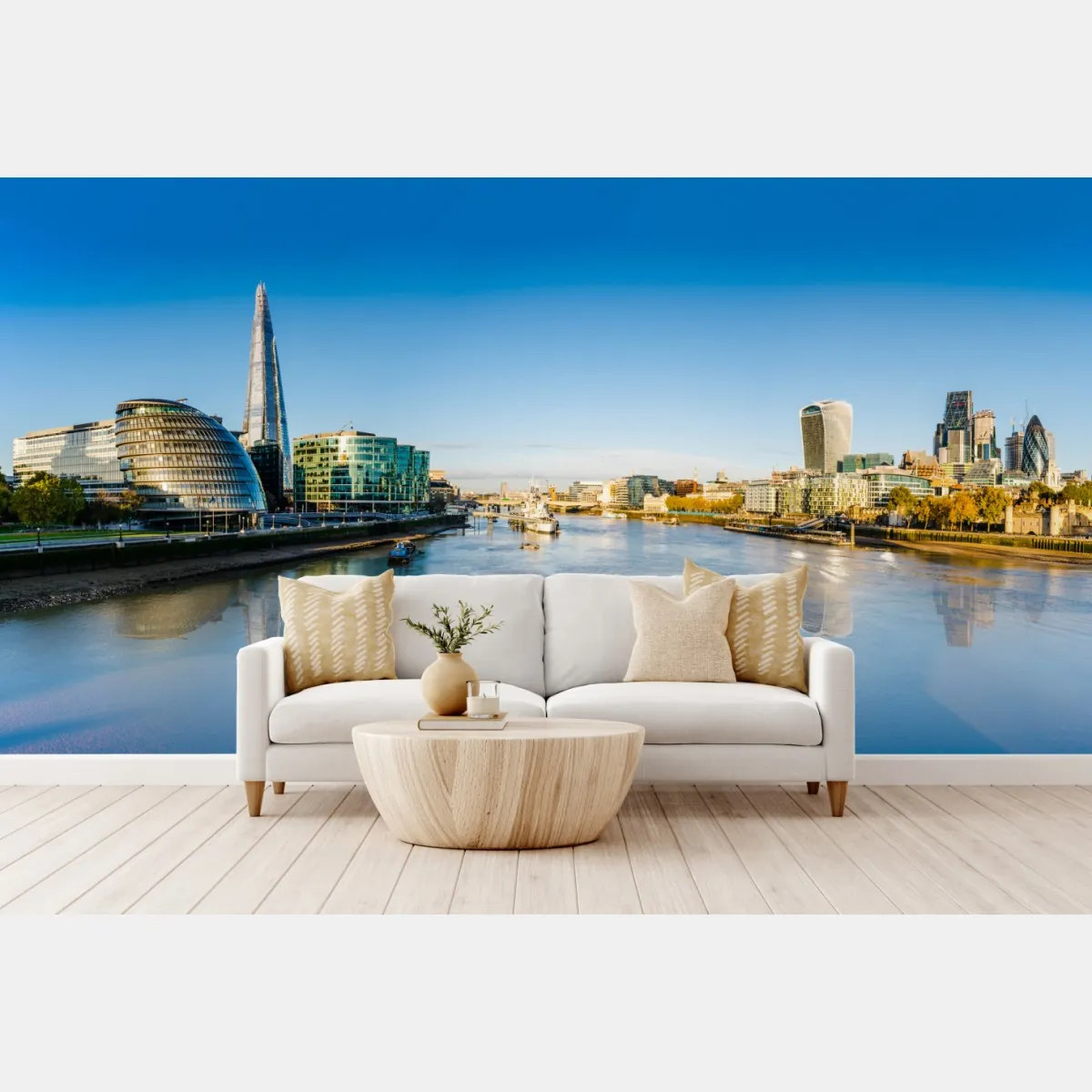 Fototapeta Londyn panoramiczny widok nad Tamizą – Wallissimo® Fototapeta Londyn panoramiczny widok nad Tamizą – Wallissimo®