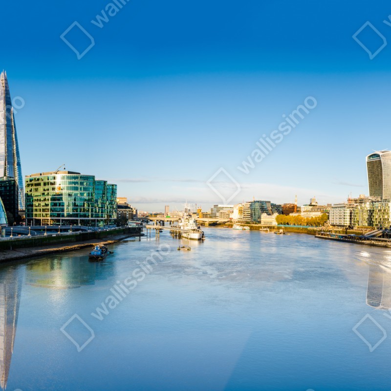 Fototapeta Londyn panoramiczny widok nad Tamizą – Wallissimo® Fototapeta Londyn panoramiczny widok nad Tamizą – Wallissimo®