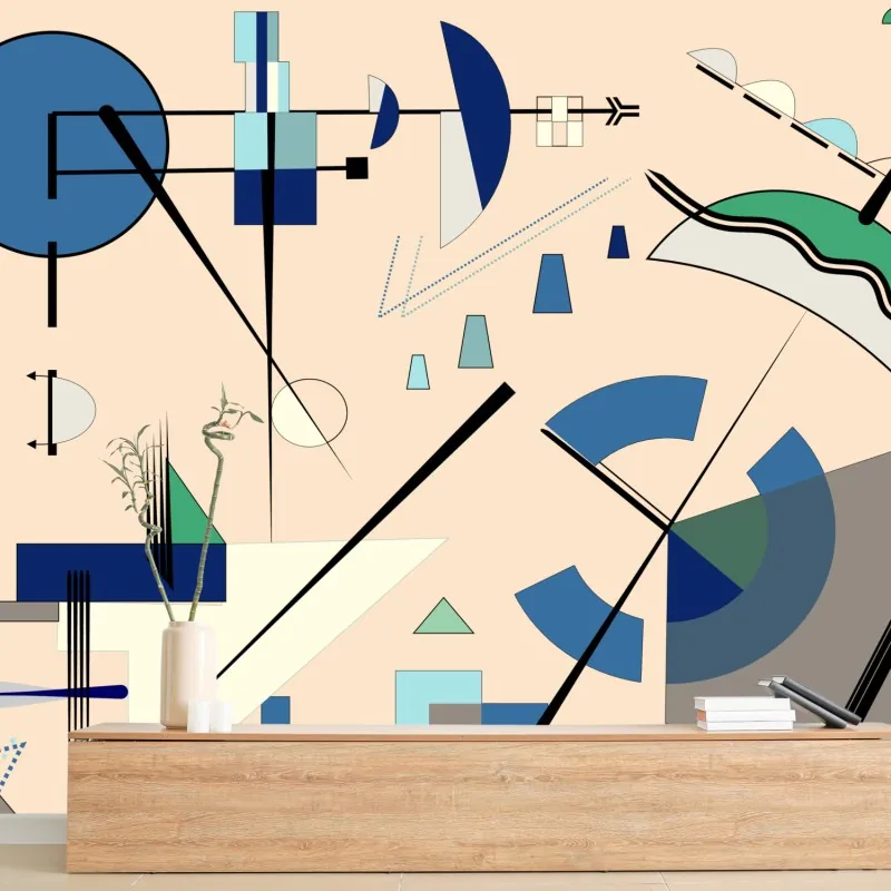 Wall mural geometric pastel composition