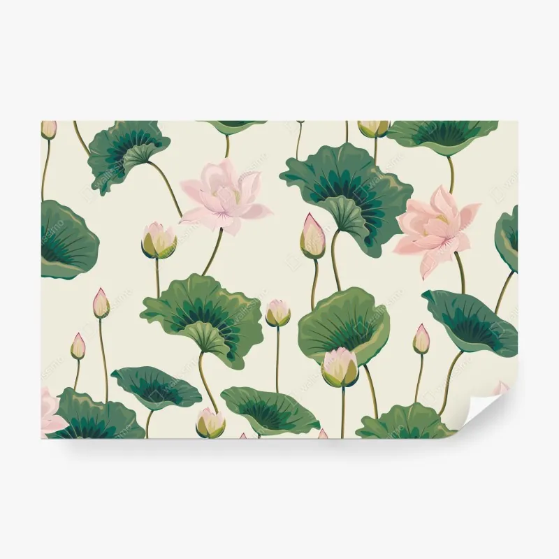 Wall mural serene lotus botanical pattern