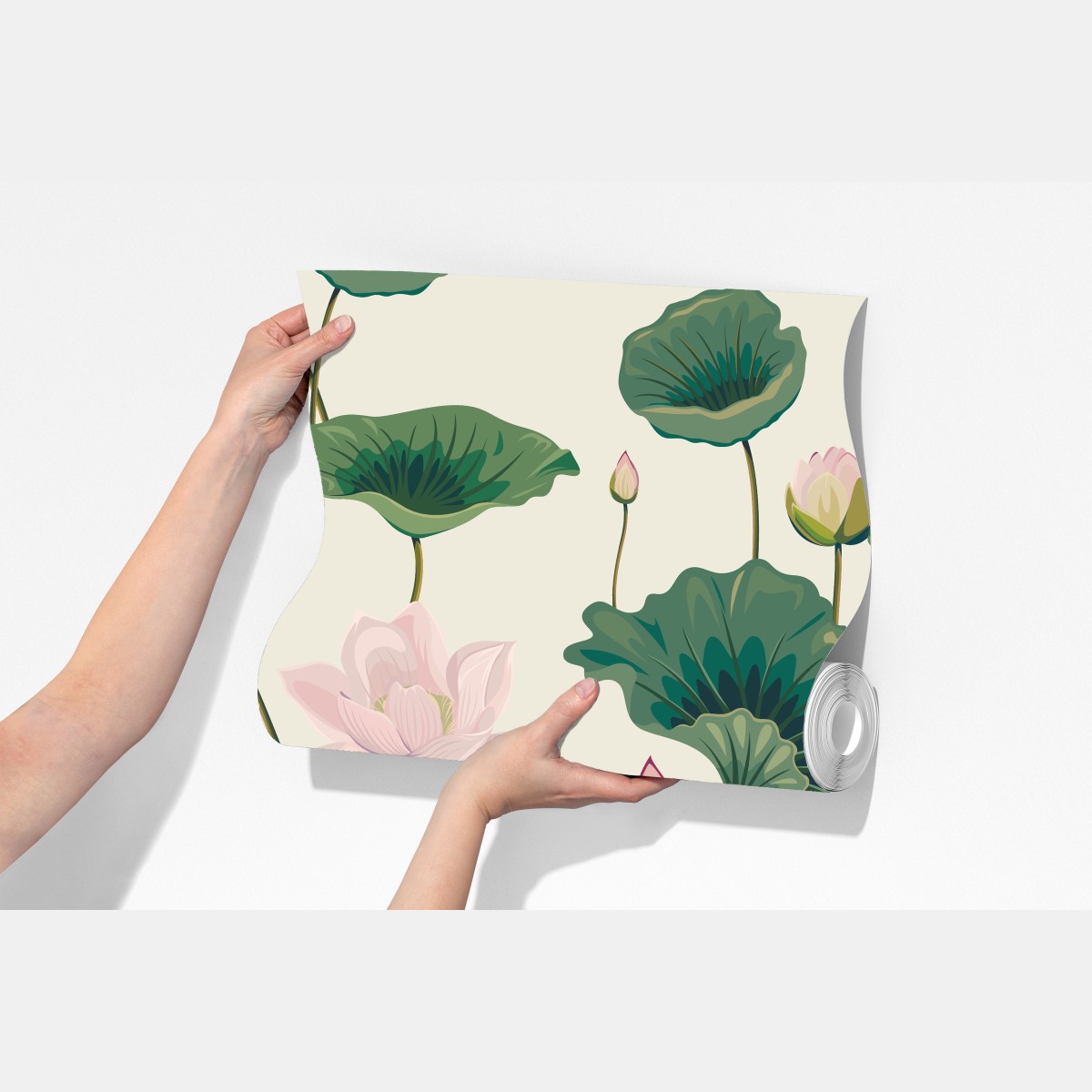 Fototapeta spokojny botaniczny wzór lotosu – Wallissimo® Fototapeta spokojny botaniczny wzór lotosu – Wallissimo®