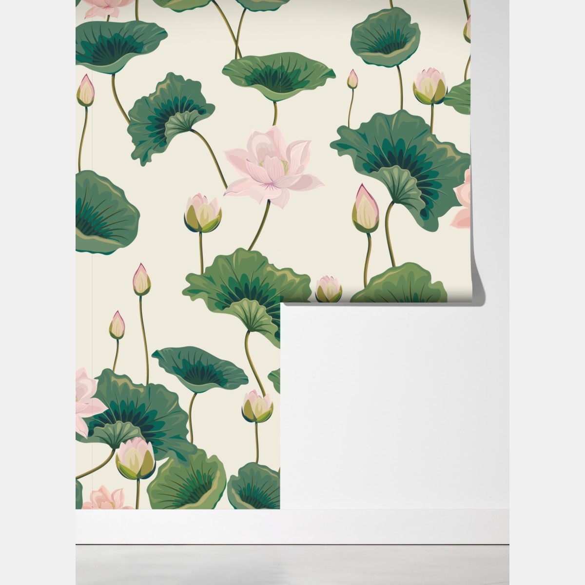 Fototapeta spokojny botaniczny wzór lotosu – Wallissimo® Fototapeta spokojny botaniczny wzór lotosu – Wallissimo®