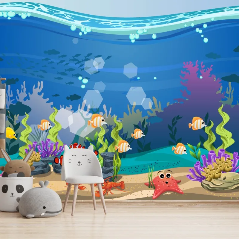 Wall mural playful underwater coral reef scene