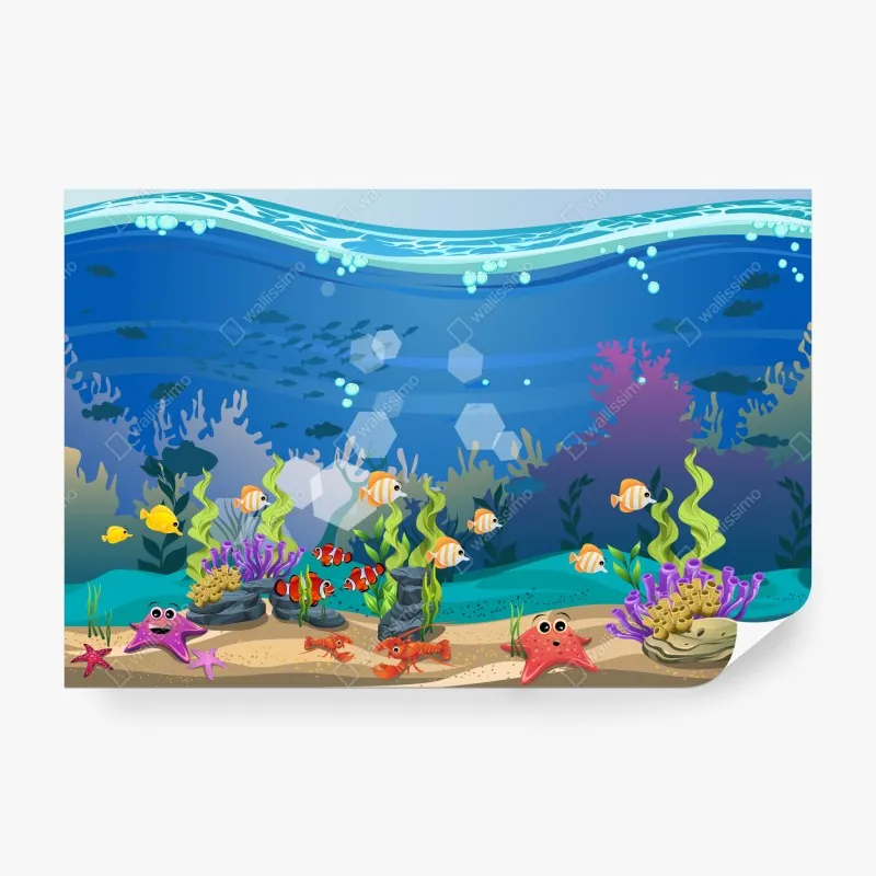 Wall mural playful underwater coral reef scene