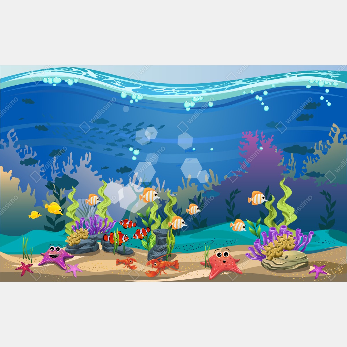 Fototapeta zabawna podwodna scena z rafą koralową – Wallissimo® Fototapeta zabawna podwodna scena z rafą koralową – Wallissimo®