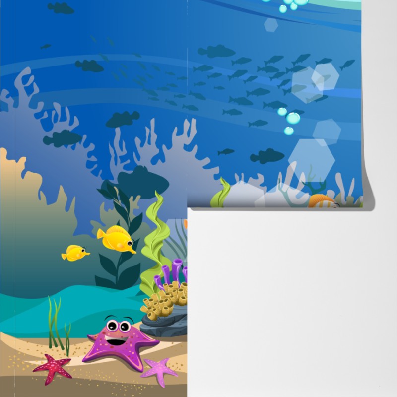 Fototapeta zabawna podwodna scena z rafą koralową – Wallissimo® Fototapeta zabawna podwodna scena z rafą koralową – Wallissimo®