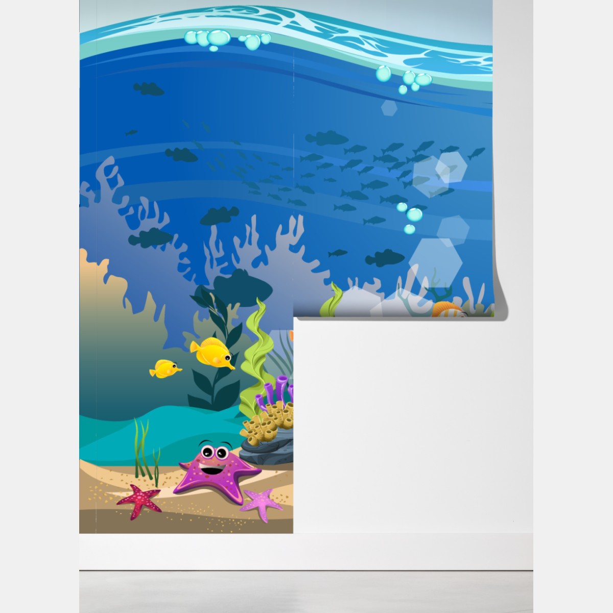 Fototapeta zabawna podwodna scena z rafą koralową – Wallissimo® Fototapeta zabawna podwodna scena z rafą koralową – Wallissimo®
