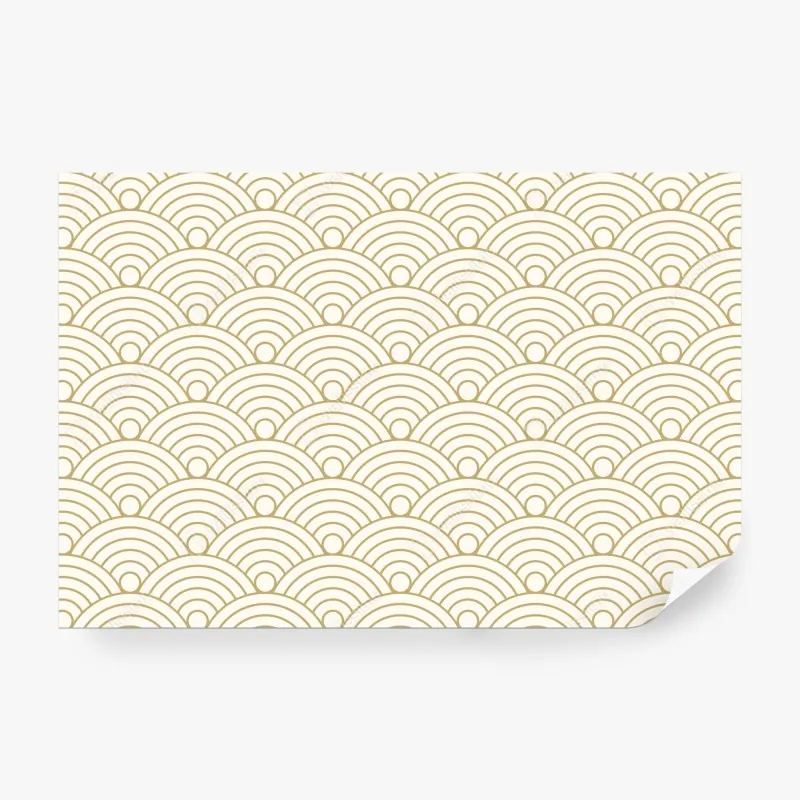 Wall mural gold seigaiha wave pattern