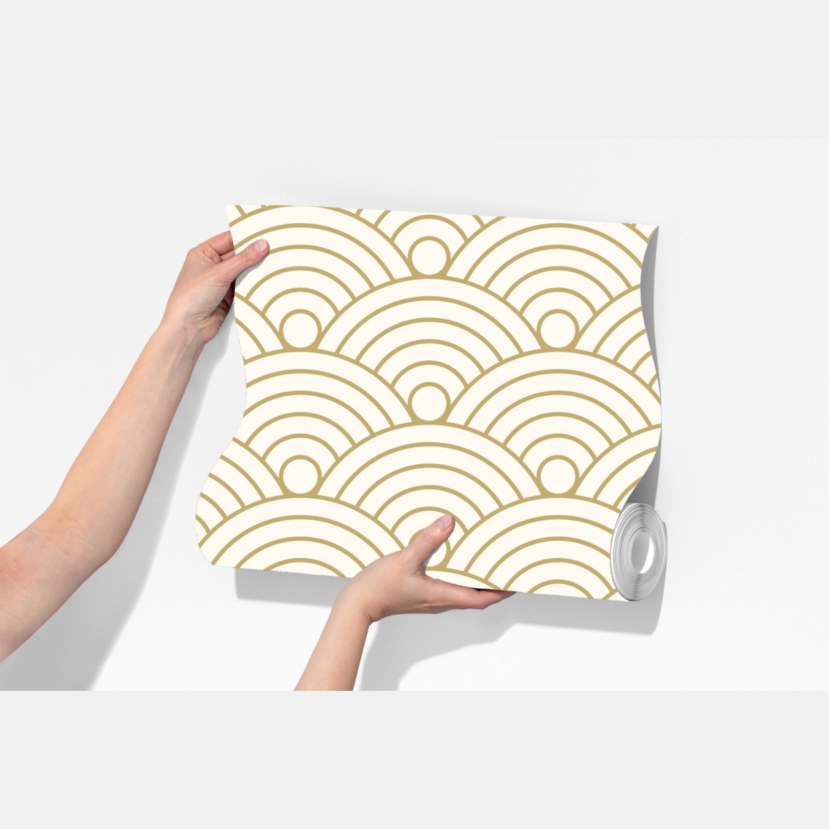 Fototapeta złoty wzór seigaiha – Wallissimo® Fototapeta złoty wzór seigaiha – Wallissimo®