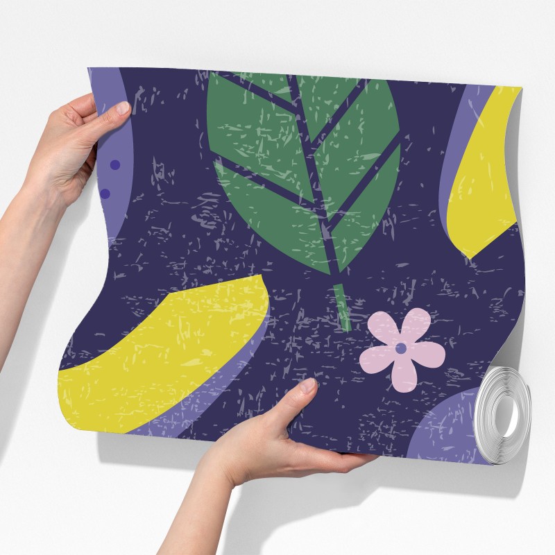 Fototapeta radosny wzór ze śliwkami i liśćmi – Wallissimo® Fototapeta radosny wzór ze śliwkami i liśćmi – Wallissimo®