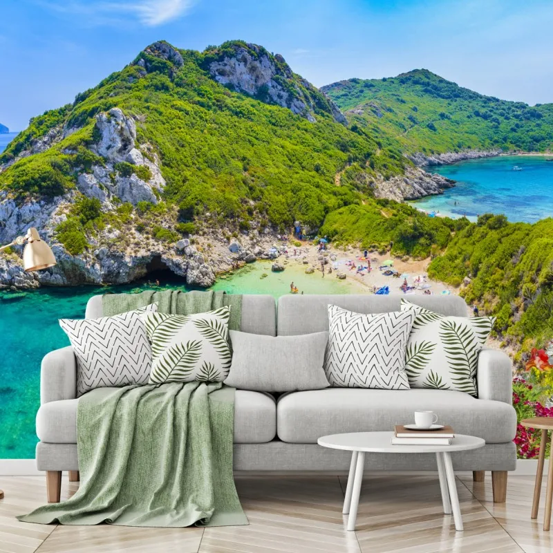 Fototapeta Porto Timoni panoramiczna plaża, Korfu – Wallissimo® Fototapeta Porto Timoni panoramiczna plaża, Korfu – Wallissimo®