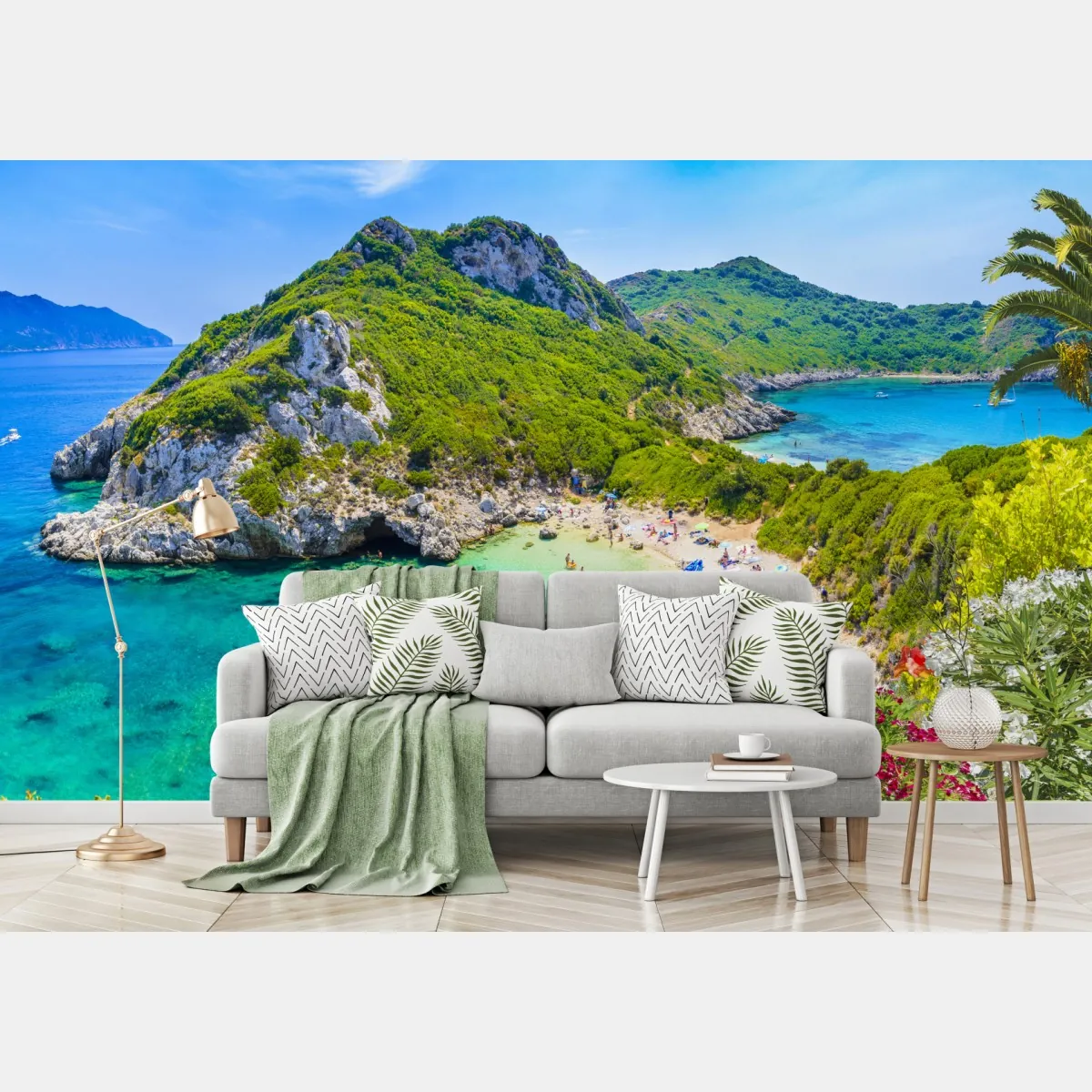 Fototapeta Porto Timoni panoramiczna plaża, Korfu – Wallissimo® Fototapeta Porto Timoni panoramiczna plaża, Korfu – Wallissimo®