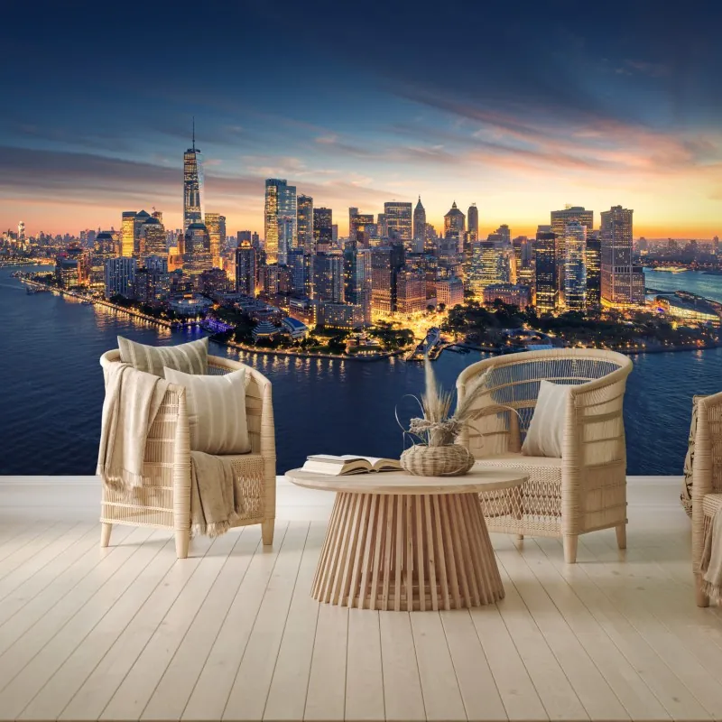 Fototapeta Manhattan panorama o wschodzie słońca – Wallissimo® Fototapeta Manhattan panorama o wschodzie słońca – Wallissimo®