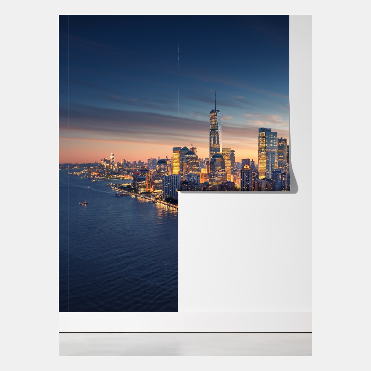 Fototapeta Manhattan panorama o wschodzie słońca – Wallissimo® Fototapeta Manhattan panorama o wschodzie słońca – Wallissimo®