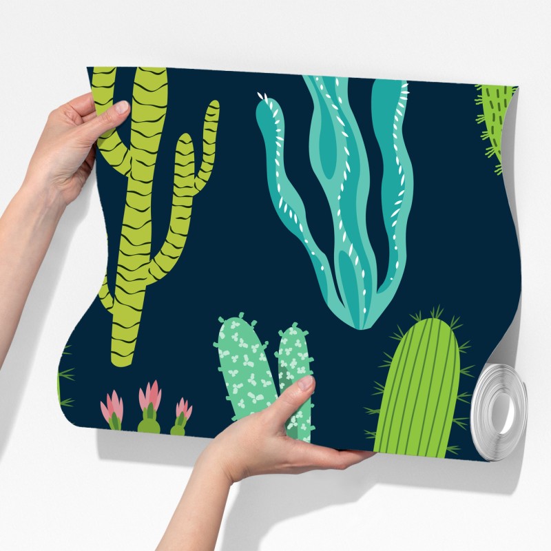 Fototapeta wzór z kaktusami i sukulentami – Wallissimo® Fototapeta wzór z kaktusami i sukulentami – Wallissimo®