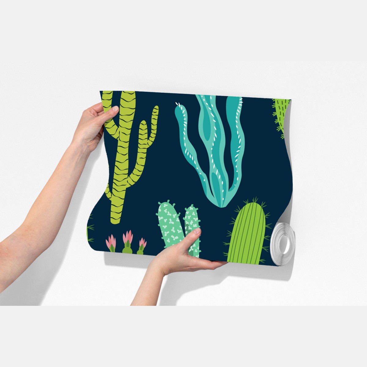 Fototapeta wzór z kaktusami i sukulentami – Wallissimo® Fototapeta wzór z kaktusami i sukulentami – Wallissimo®