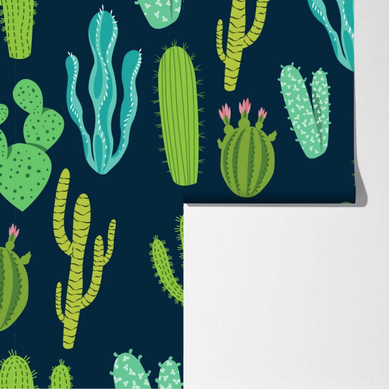 Fototapeta wzór z kaktusami i sukulentami – Wallissimo® Fototapeta wzór z kaktusami i sukulentami – Wallissimo®