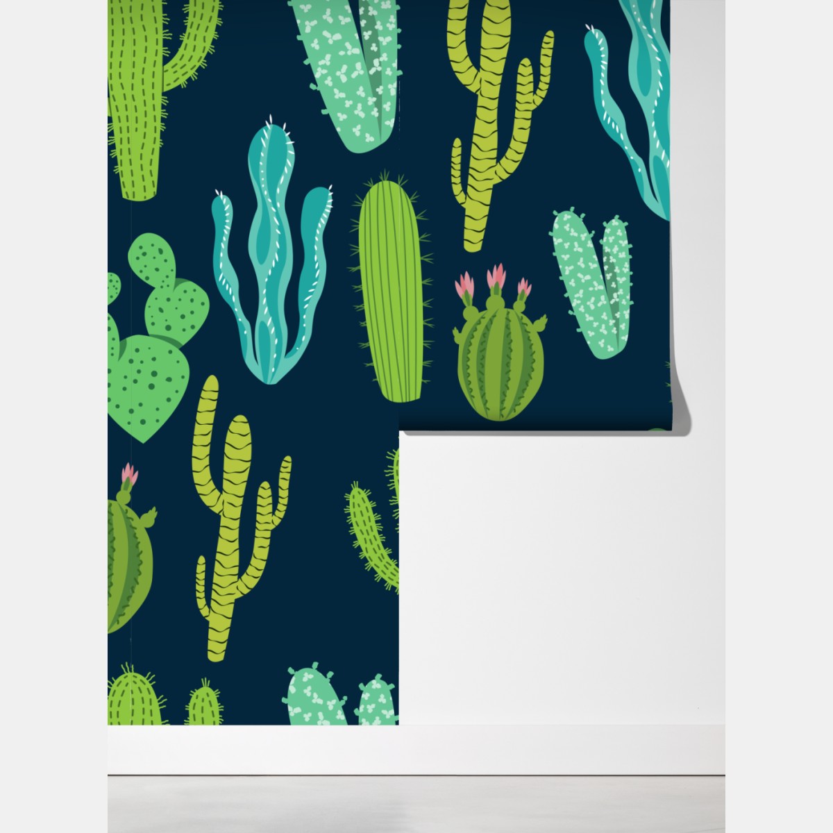 Fototapeta wzór z kaktusami i sukulentami – Wallissimo® Fototapeta wzór z kaktusami i sukulentami – Wallissimo®