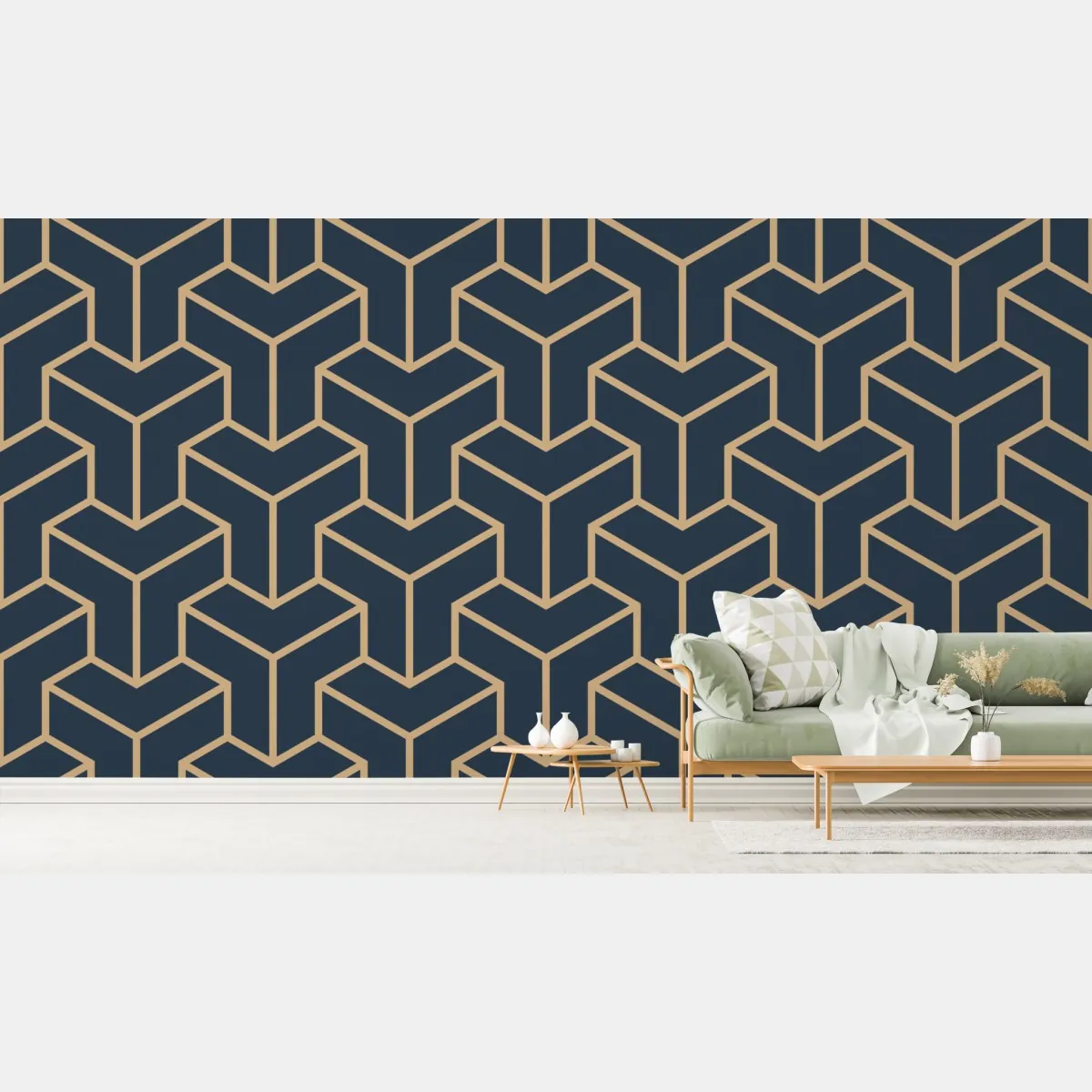 Fototapeta granatowy geometryczny wzór sześcianów – Wallissimo® Fototapeta granatowy geometryczny wzór sześcianów – Wallissimo®