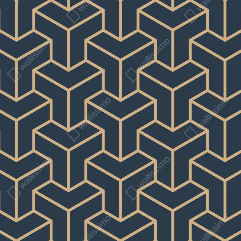Fototapeta granatowy geometryczny wzór sześcianów – Wallissimo® Fototapeta granatowy geometryczny wzór sześcianów – Wallissimo®
