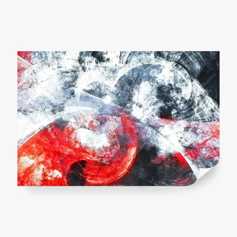 Wall mural dynamic red and white abstract motion