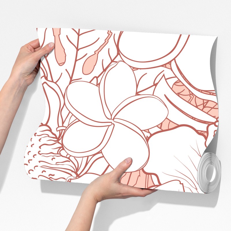 Fototapeta delikatny koralowy wzór kwiatowy – Wallissimo® Fototapeta delikatny koralowy wzór kwiatowy – Wallissimo®