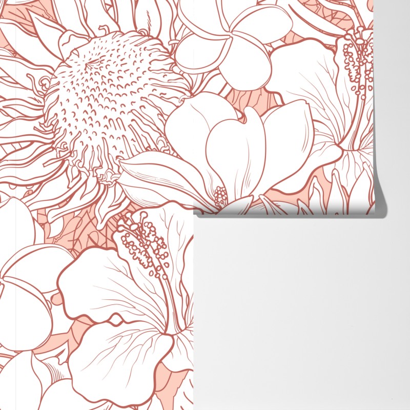 Fototapeta delikatny koralowy wzór kwiatowy – Wallissimo® Fototapeta delikatny koralowy wzór kwiatowy – Wallissimo®