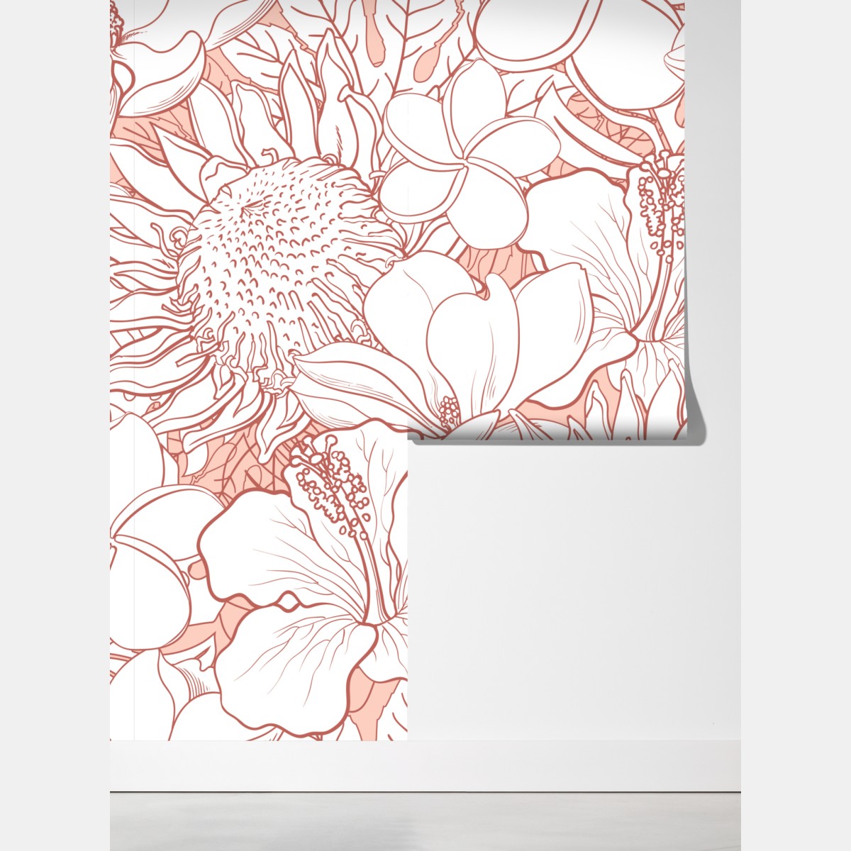 Fototapeta delikatny koralowy wzór kwiatowy – Wallissimo® Fototapeta delikatny koralowy wzór kwiatowy – Wallissimo®