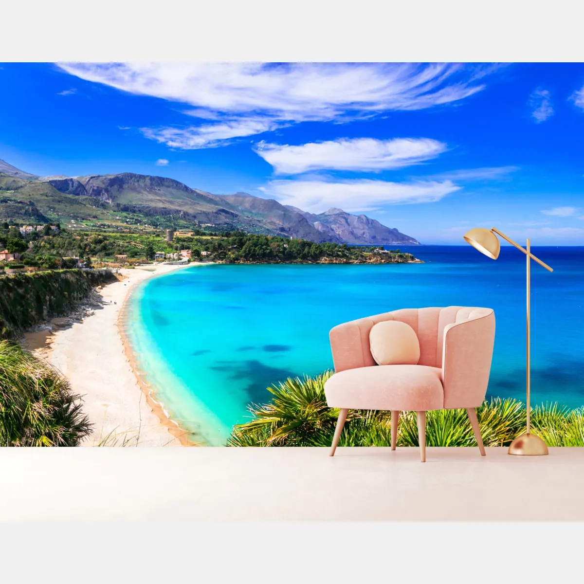 Fototapeta turkusowy nadmorski pejzaż plaży – Wallissimo® Fototapeta turkusowy nadmorski pejzaż plaży – Wallissimo®