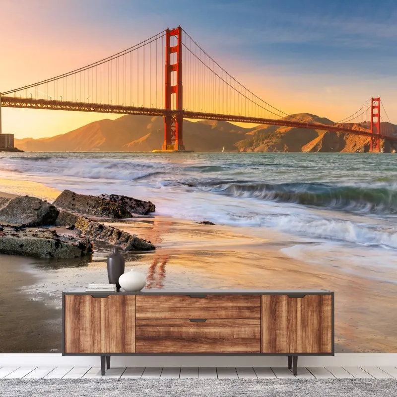 Wall mural sunset at the Golden Gate Bridge