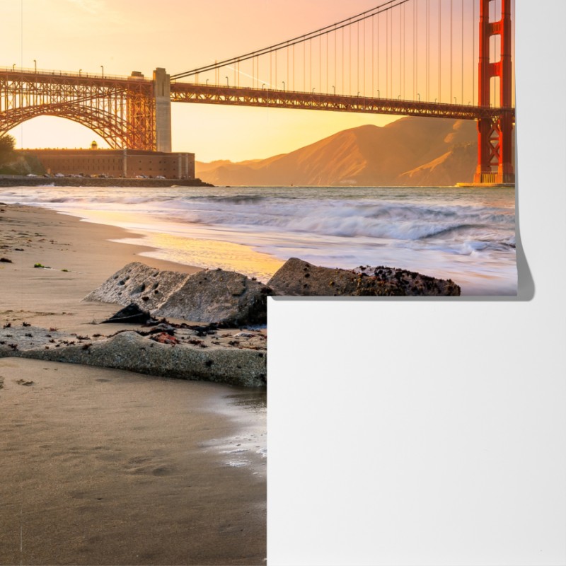 Fototapeta zachód słońca przy Golden Gate Bridge – Wallissimo® Fototapeta zachód słońca przy Golden Gate Bridge – Wallissimo®