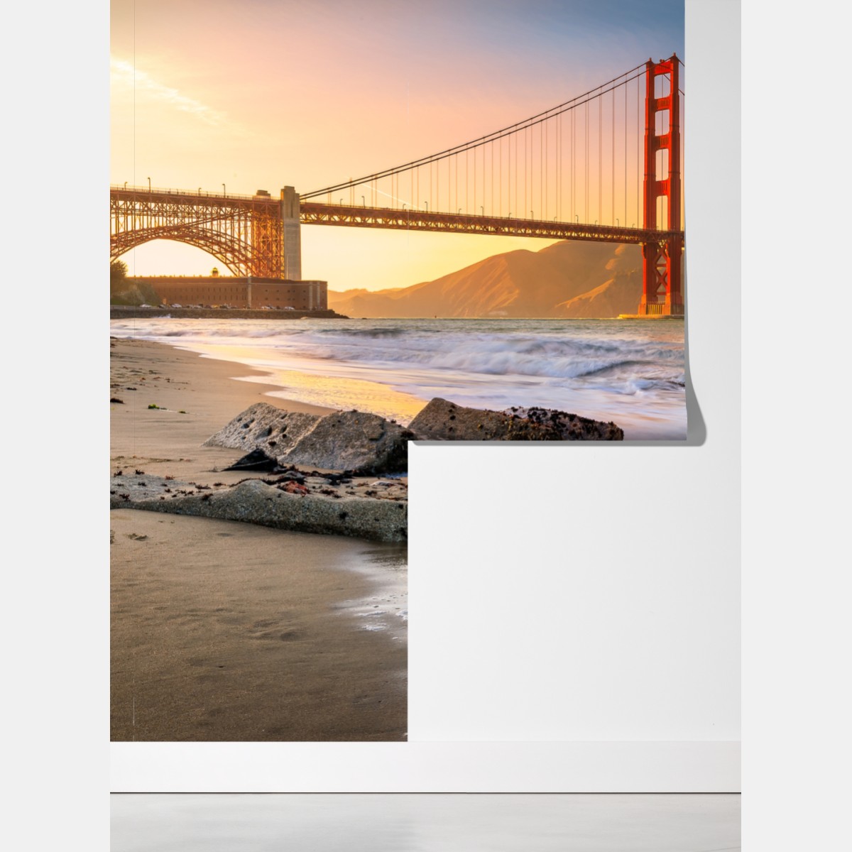 Fototapeta zachód słońca przy Golden Gate Bridge – Wallissimo® Fototapeta zachód słońca przy Golden Gate Bridge – Wallissimo®