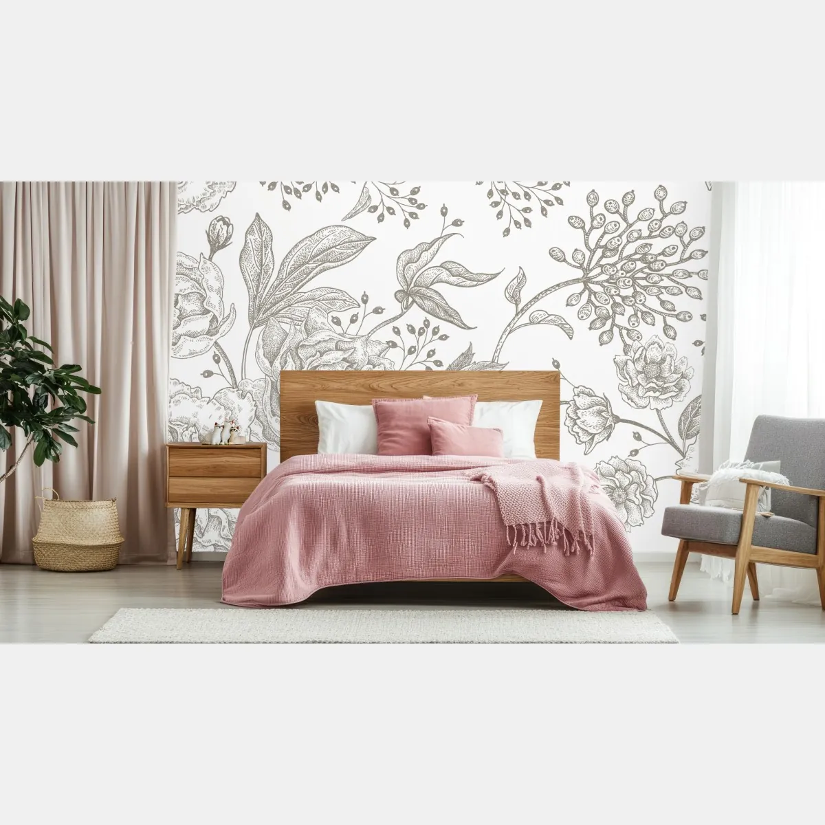 Fototapeta delikatny botaniczny wzór kwiatowy w stylu vintage – Wallissimo® Fototapeta delikatny botaniczny wzór kwiatowy w stylu vintage – Wallissimo®