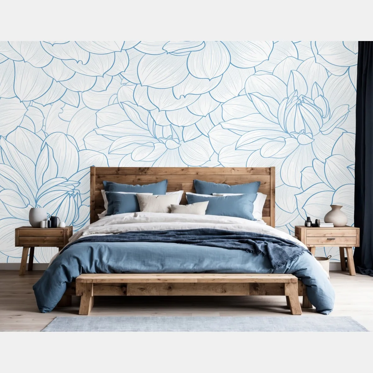 Fototapeta delikatny niebieski motyw kwiatowy – Wallissimo® Fototapeta delikatny niebieski motyw kwiatowy – Wallissimo®