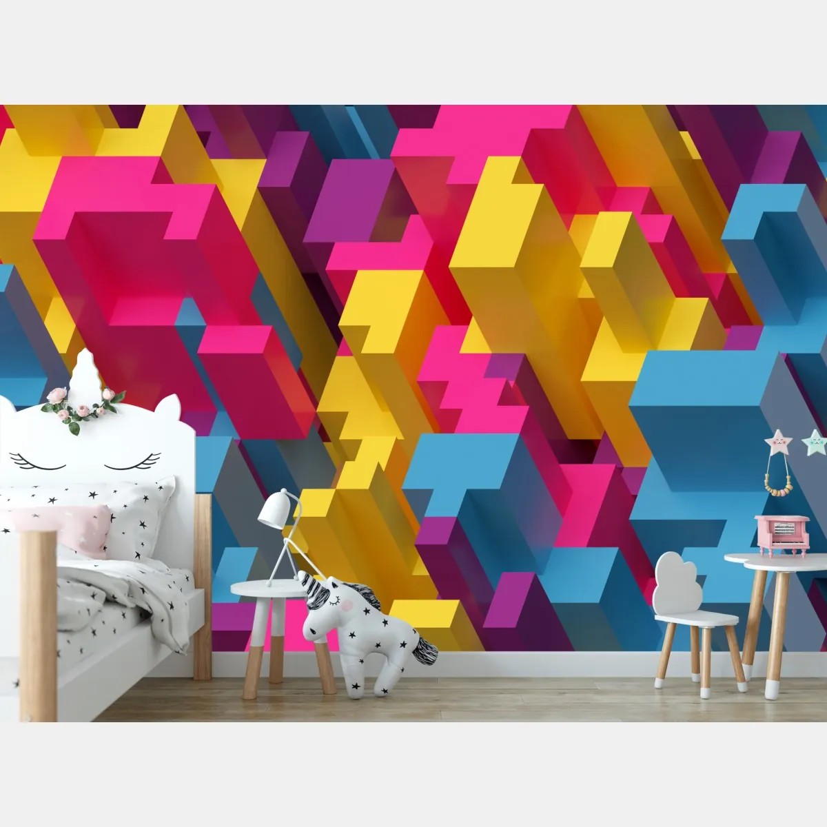 Fototapeta kolorowy wzór voxel 3d – Wallissimo® Fototapeta kolorowy wzór voxel 3d – Wallissimo®