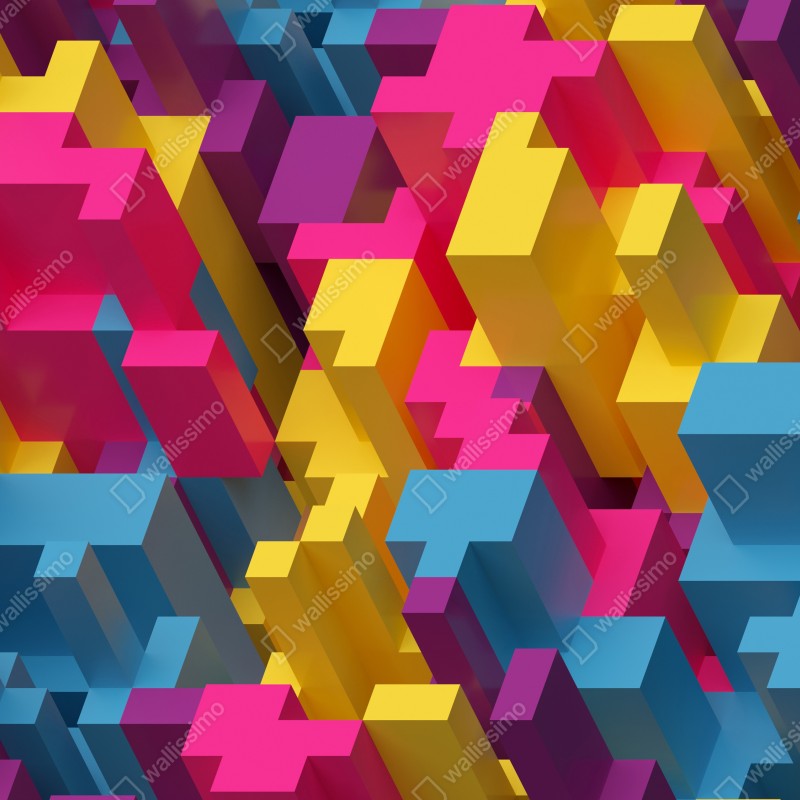 Fototapeta kolorowy wzór voxel 3d – Wallissimo® Fototapeta kolorowy wzór voxel 3d – Wallissimo®