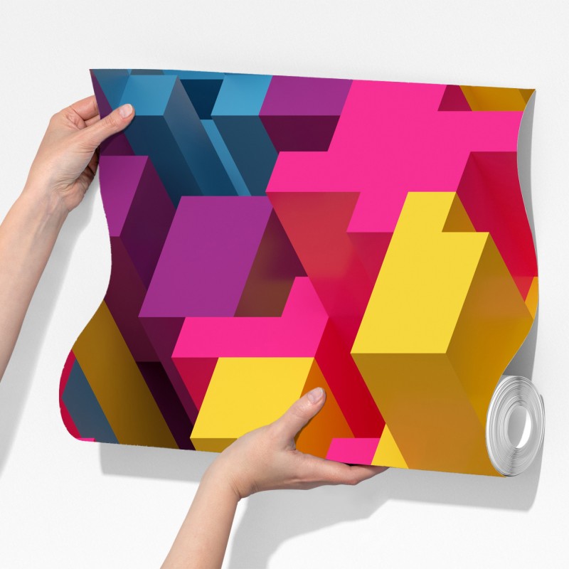 Fototapeta kolorowy wzór voxel 3d – Wallissimo® Fototapeta kolorowy wzór voxel 3d – Wallissimo®