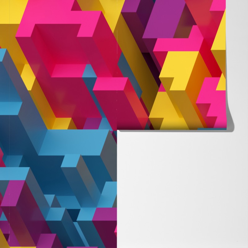 Fototapeta kolorowy wzór voxel 3d – Wallissimo® Fototapeta kolorowy wzór voxel 3d – Wallissimo®