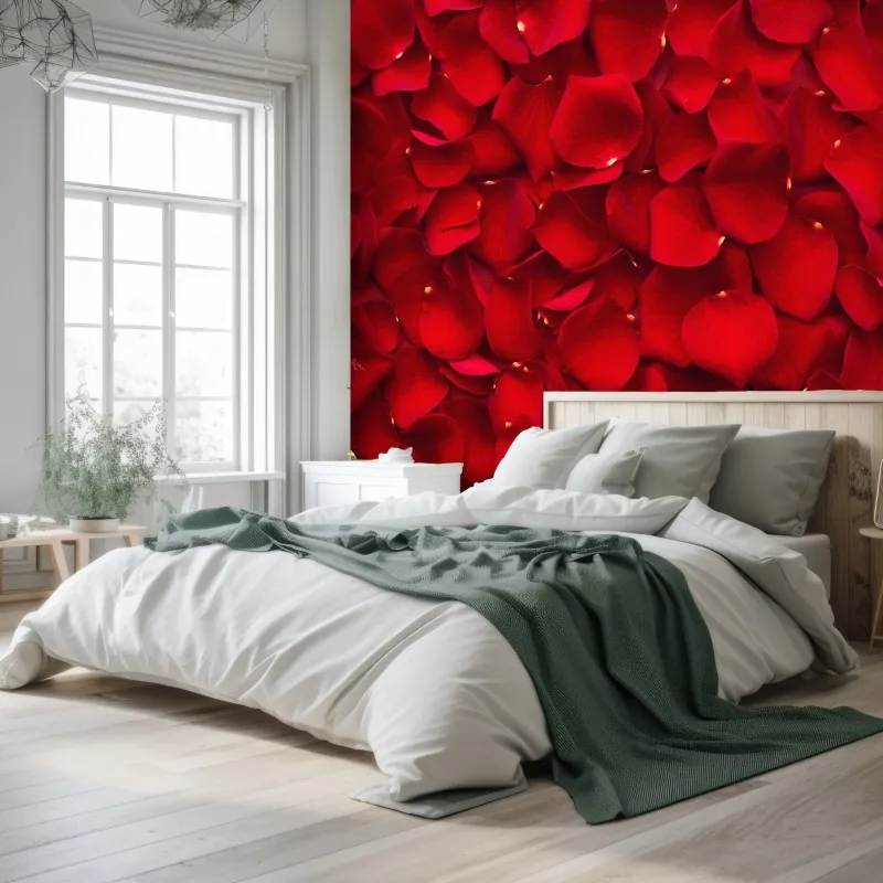 Wall mural red rose petal background