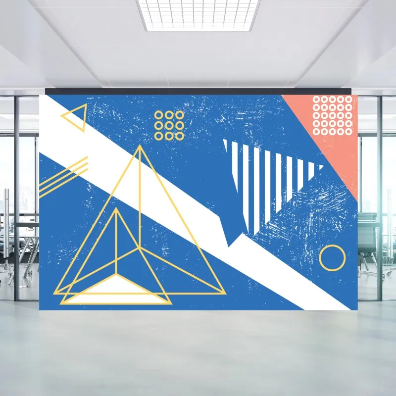 Wall mural blue geometric abstract composition
