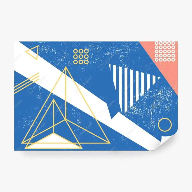 Wall mural blue geometric abstract composition