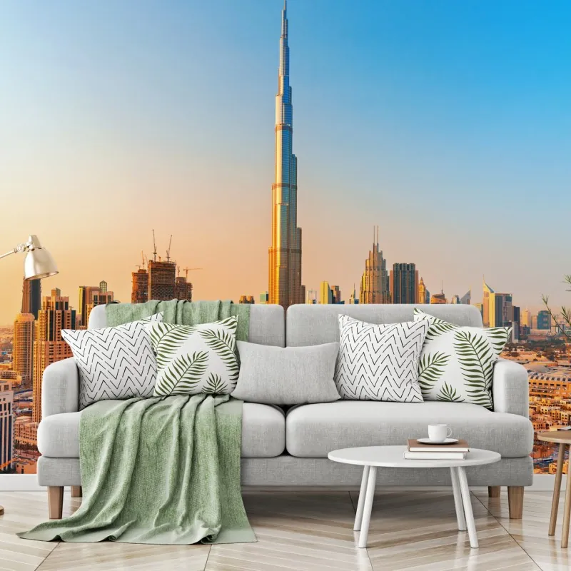 Wall mural Dubai skyline at golden hour