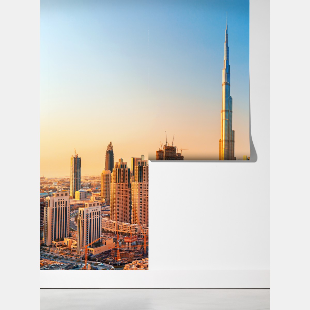 Fototapeta panorama Dubaju o złotej godzinie – Wallissimo® Fototapeta panorama Dubaju o złotej godzinie – Wallissimo®